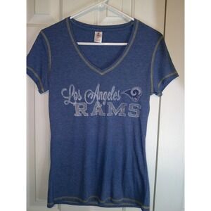 NFL Team Apparel Los Angeles Rams V-Neck T-Shirt Short Sleeve Top Small‎